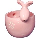 ZAJĄC CERAMICZNY PODSTAWKA MISECZKA RÓŻOWA - obrazek 2