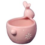 ZAJĄC CERAMICZNY PODSTAWKA MISECZKA RÓŻOWA - obrazek 3