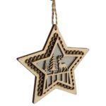 Dekoracja świetlna ZAWIESZKA drewniana gwiazda 11 cm - obrazek 3