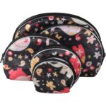 Zestaw 5 kosmetyczek w kolorze czarnym z kolorowymi słoniami