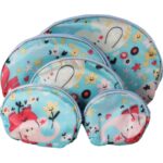 Zestaw 5 kosmetyczek w kolorze niebieskim z kolorowymi zwierzakami