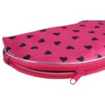 Zestaw 5 kosmetyczek w kolorze różowym w czarne serduszka - obrazek 2