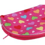 Zestaw 5 kosmetyczek w kolorze różowym w kolorowe serduszka - obrazek 2