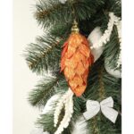 Zawieszka sopel pomarańczowa z brokatem 14 cm - obrazek 2