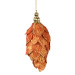 Zawieszka sopel pomarańczowa z brokatem 14 cm
