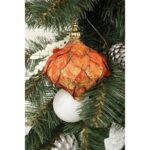 Zawieszka wrzeciono pomarańczowa z brokatem 10 cm - obrazek 2