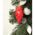 Zawieszka sopel czerwona z brokatem 14 cm - obrazek 2