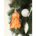 Pomarańczowa bombka w kształcie dzwonka z brokatowym wykończeniem 12 cm - obrazek 2