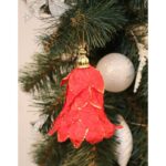 Zawieszka dzwonek czerwony z brokatem 10 cm - obrazek 2