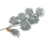 Gałązka brokatowa, 9 liści, turkusowa, 72 cm, KFS8-1099 - obrazek 2