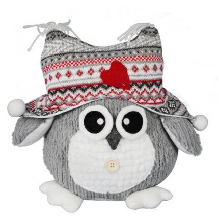 DEKORACJA ŚWIĄTECZNA SOWA STOPER DO DRZWI  szara 30 cm