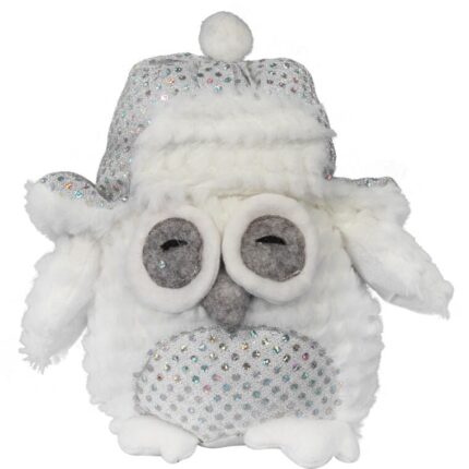 Pluszowy Stopper Drzwiowy w Kształcie Sowy ze Świątecznymi Dekoracjami, 30 cm
