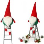 SKRZAT Świąteczny Krasnal GNOM Ozdoba Świąteczna na drabinie 58 cm