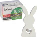 Wielkanocna Girlanda świetlna z Białymi Zającami LED 10 szt. na baterie, ozdoba do domu i ogrodu