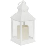 Lampion Latarenka Ze Świecą LED Dekoracyjna Latarnia 27 cm Biała - obrazek 3