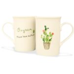 Zestaw Prezentowy: Dwa Ceramiczne Kubki z Łyżeczkami - Motyw Kaktusa - obrazek 2