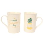 Zestaw 2 kubków z łyżeczkami z ananasem walentynki - obrazek 3