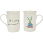 Zestaw Prezentowy Love Nature: 2 Kubki Ceramiczne z Łyżeczkami w Motywie Kaktusa - obrazek 2