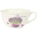 Komplet ceramiczny filiżanka z talerzykiem z wiklinowym w wazonie w prezentowym kartoniku - obrazek 3