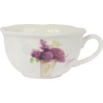 Komplet ceramiczny filiżanka z talerzykiem z bzem w wazonie w prezentowym kartoniku - obrazek 3