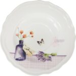 Komplet ceramiczny filiżanka z talerzykiem z kwiatami w wazonie w prezentowym kartoniku - obrazek 2