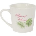 Zestaw prezentowy kubek i łyżeczka ceramiczna we flamingi z liśćmi - obrazek 3