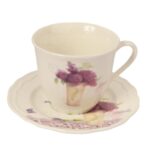 Zestaw 2 filiżanek i 2 talerzyków ceramicznych z bzem w prezentowym opakowaniu - obrazek 2