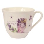 Zestaw 2 filiżanek i 2 talerzyków ceramicznych z fioletowym wazonem w prezentowym opakowaniu - obrazek 3