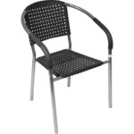 Czarne, Wysokiej Jakości Krzesło Ogrodowe z Plastiku i Stali Odporne na Warunki Atmosferyczne