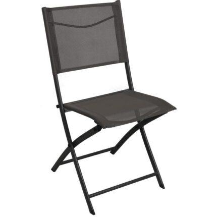 Krzesło Ogrodowe EMYS Składane z Stalową Konstrukcją w Kolorze Antracytowym