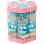 Komplet 28 Zawieszek na Choinkę Mix: Bombki Jedwabne, Kule Druciane, Prezenciki, Bombki Plastikowe w Kolorze Turkusowo-Srebrnym