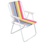 Krzesło Wypoczynkowe Składane na Plażę, Ogród i Taras Wykonane z Wytrzymałej Tkaniny