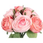 Bukiet Sztucznych Róż (9 szt., 28 cm) w Kolorze Łososiowym, Wysokiej Jakości - obrazek 2