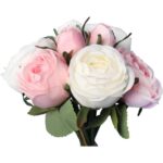 BUKIET 9 RÓŻ 28CM KOLOR  RÓŻOWO BIAŁY - obrazek 2