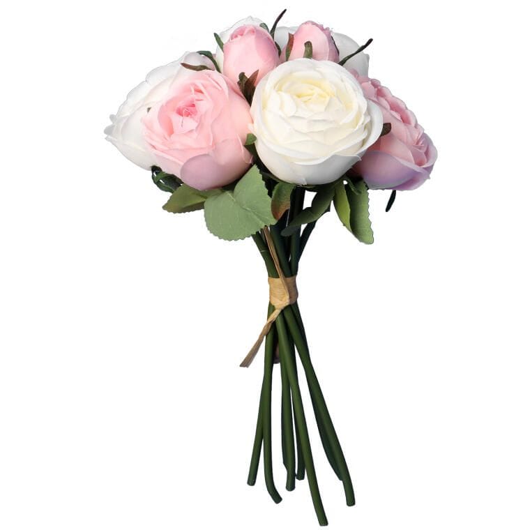 KW-910034RB BUKIET 9 RÓŻ 28CM KOLOR RÓŻOWO BIAŁY - obrazek 1