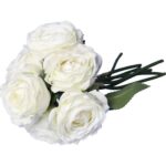 Biały, Sztuczny Bukiet 9 Róż o Wysokości 28 cm - obrazek 3