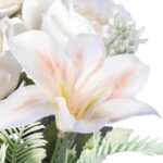 Bukiet 8 kwiatów sztucznych mix róża i lilia biały - obrazek 2