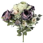 Bukiet 8 kwiatów sztucznych mix róża i lilia zielony