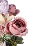 Bukiet 8 kwiatów sztucznych mix róża i lilia ciemno różowy - obrazek 3