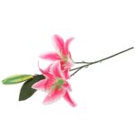 Gałązka 2 lilii, kwiat sztuczny, ciemno-różowy - obrazek 3