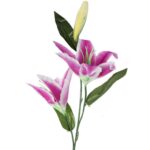 Sztuczna Lilia Fioletowa o Wysokości 75cm - Gałązka z 2 Kwiatami - obrazek 2