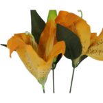 Gałązka Sztucznej Lili podwójnej z Pąkiem w kolorze Jasno Pomarańczowym, 75 cm. - obrazek 2