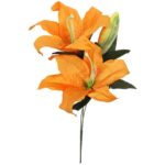 Gałązka 2 lilii, kwiat sztuczny, pomarańczowy