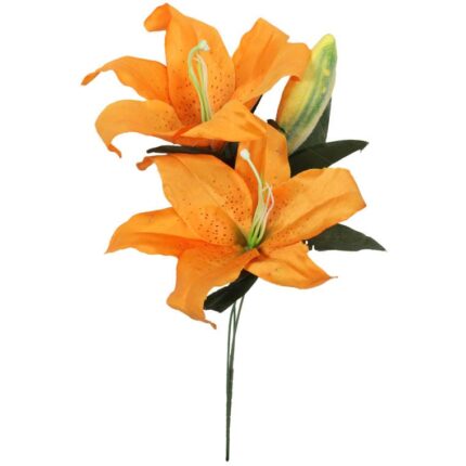 Gałązka 2 lilii, kwiat sztuczny, pomarańczowy