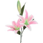 GAŁĄZKA 2 LILII KWIAT SZTUCZNY  RÓŻOWA