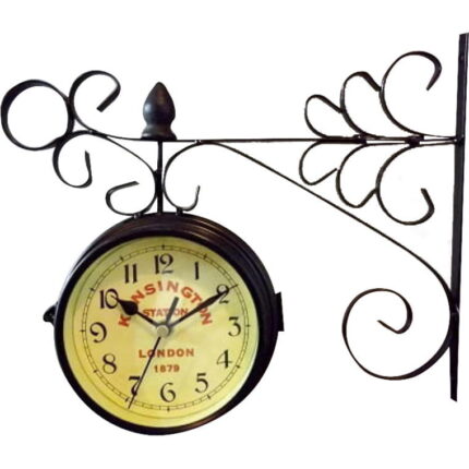 Zegar dwustronny wiszący na ramieniu z metaloplastyki 30x24 cm
