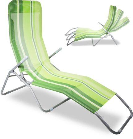 Uniwersalny Leżak Grawitacyjny w Zielone Paski do Ogrodu, Balkonu i Plaży