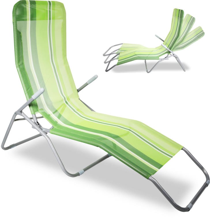 L20012Green2 Uniwersalny Leżak Grawitacyjny w Zielone Paski do Ogrodu, Balkonu i Plaży - obrazek 1