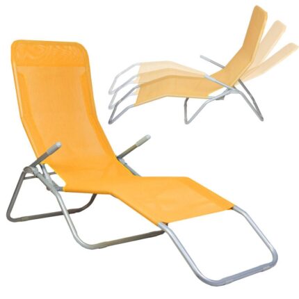 Leżak ogrodowy grawitacyjny, kompaktowy i lekki w kolorze pomarańczowym