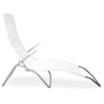Biały leżak ogrodowy grawitacyjny, przenośny i odporny na niekorzystne warunki atmosferyczne - obrazek 3